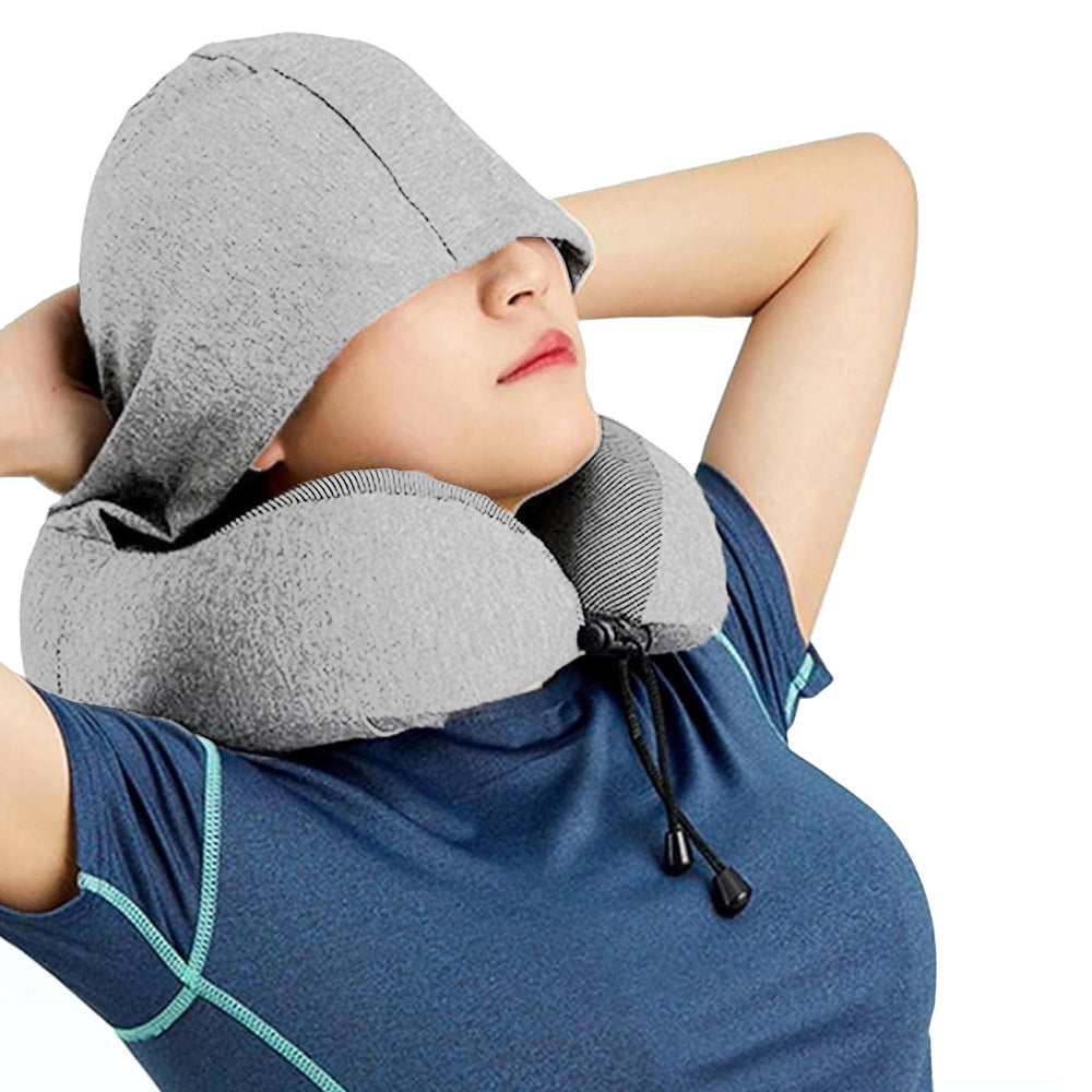 Hooded U Shaped Removable Travel Neck Pillow