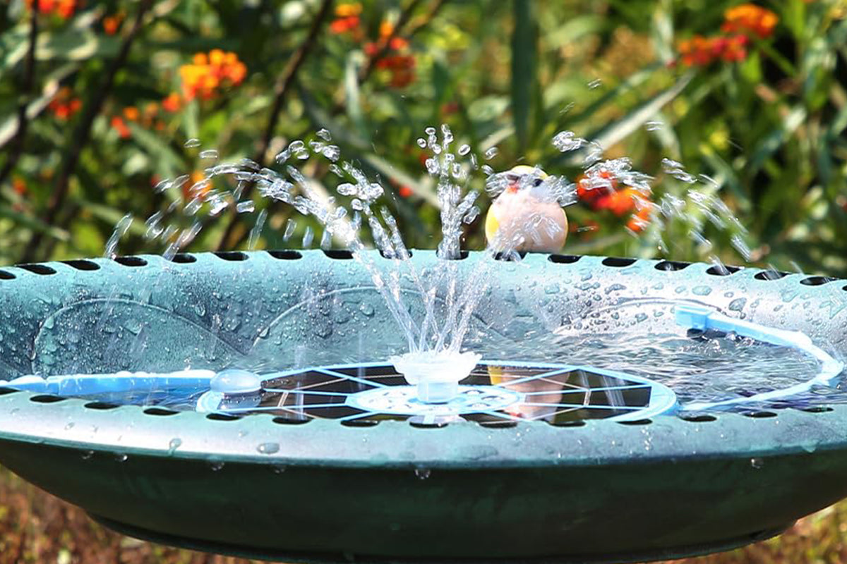 Solar Powered Floating Fountain with 12pcs Spray Heads RGB LED Bird Bath Water Fountain with 12pcs Spray Heads