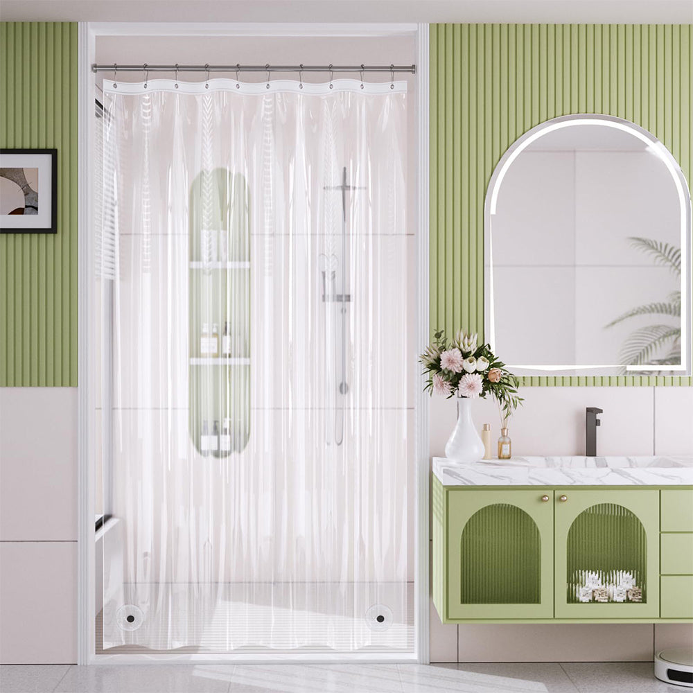 PEVA Waterproof Plastic Bathroom Shower Curtain with Rust Proof Grommets Clear