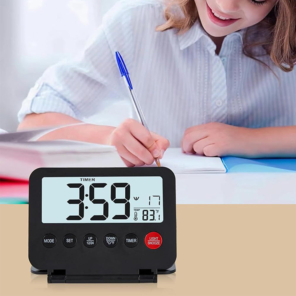 LED Digital Alarm Clock Large Display Desk Clock Foldable