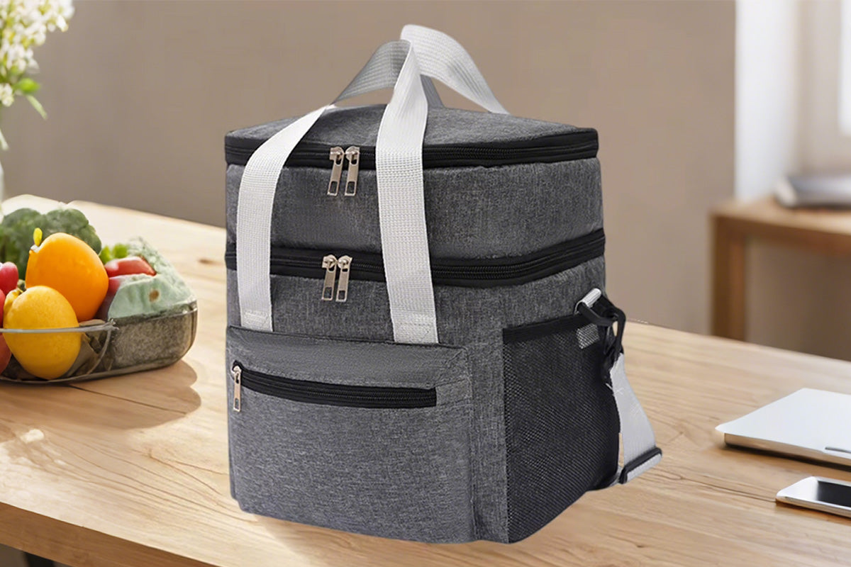 Double-Layer Insulated Portable Lunch Bag Cooler Food Container