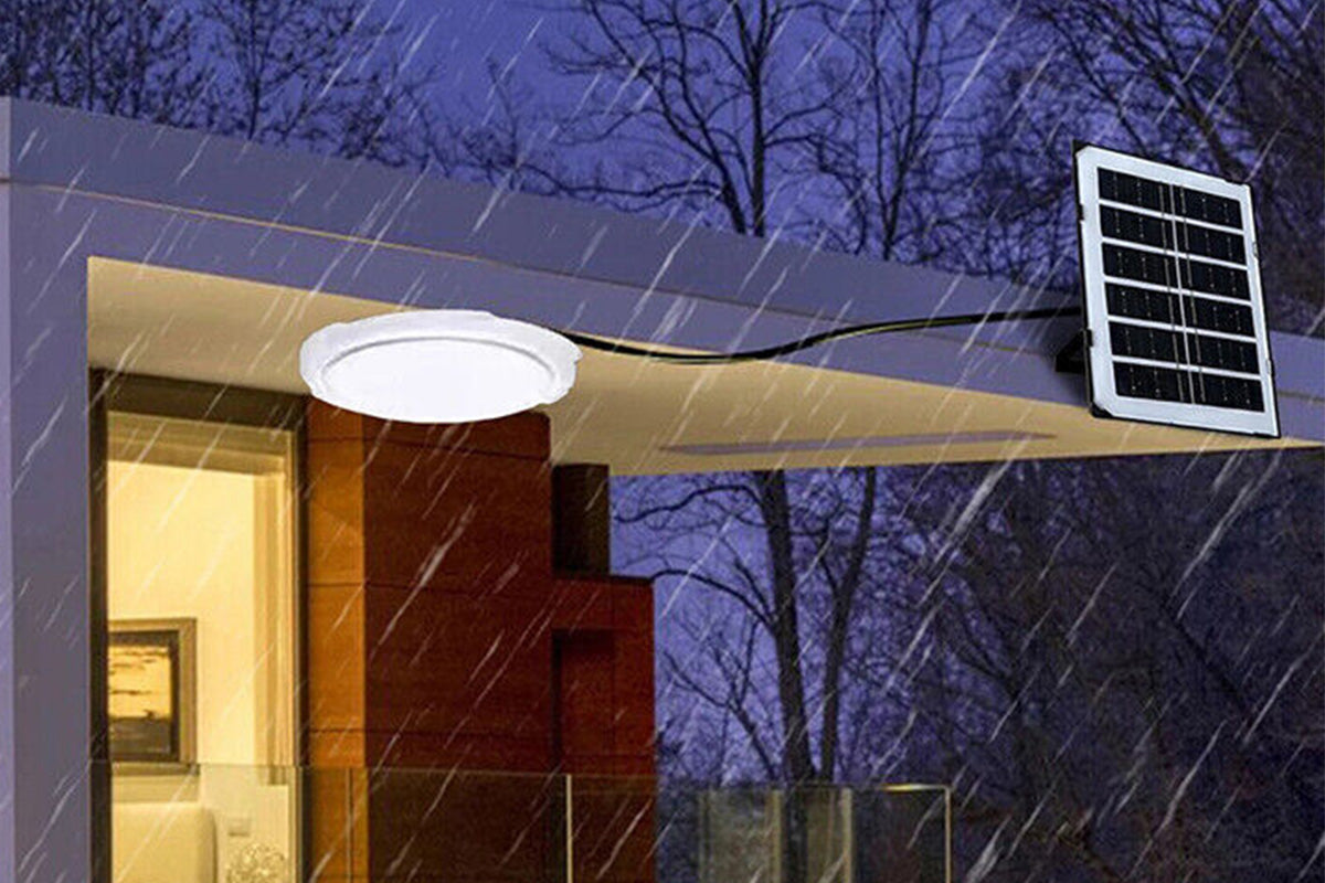 Solar Powered Pendant Light with Remote Ceiling Lamp for Indoor Outdoor Barn Shed Gazebo Garage