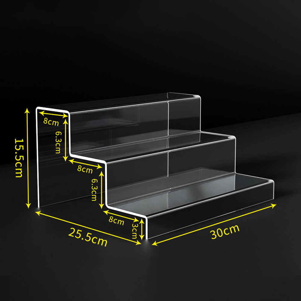 2 or 3 Tier Clear Acrylic Step Display Stand for Collectibles and Figures