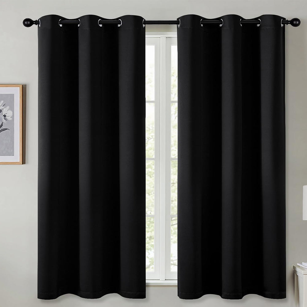 Blackout Curtain Panel with Black Liner Heat & Light Blocking Drapes