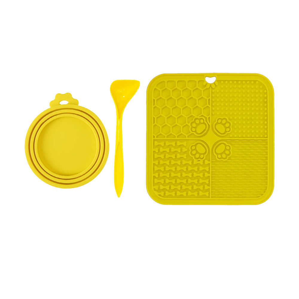 Silicone Dog Lick Mat with Spoon and Can Lid