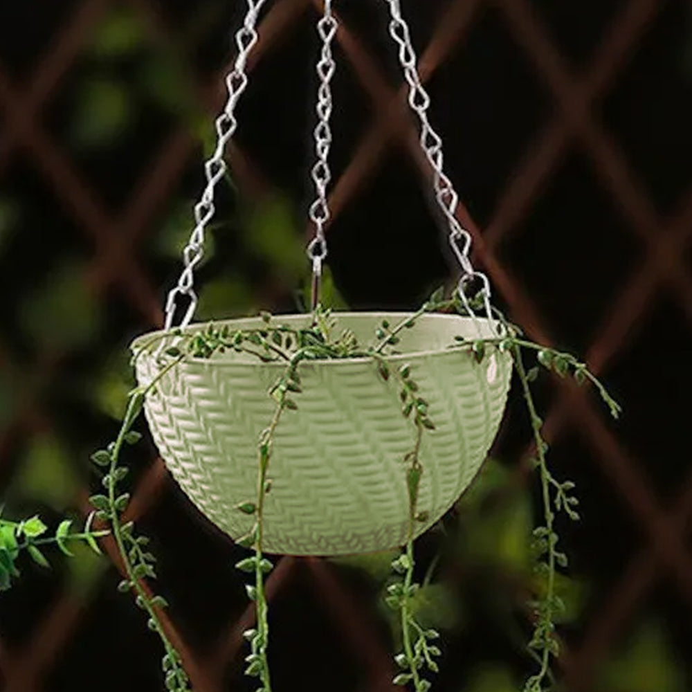 2Pcs Hanging Flower Basket with Drainage Holes and Chain