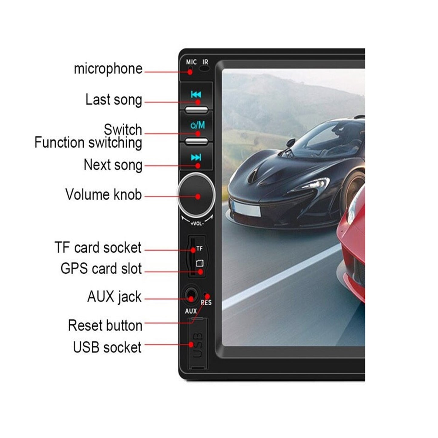 7-inch Touch Screen Bluetooth Double din Car Stereo Radio Compatible with Carplay/Android with Rear View Camera Remote