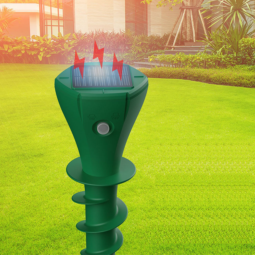 2Pcs Solar Powered Ultrasonic Mole Repellent Outdoor For Lawn Garden Yard