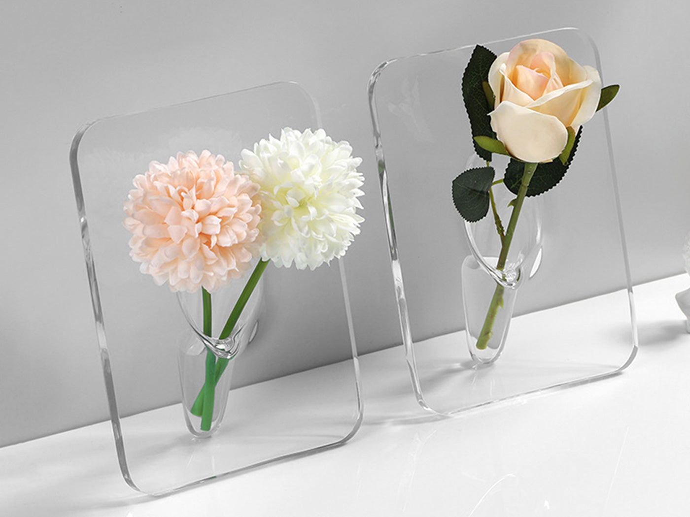 Clear Acrylic Photo Frame Shaped Flower Vase Picture Frame Vase