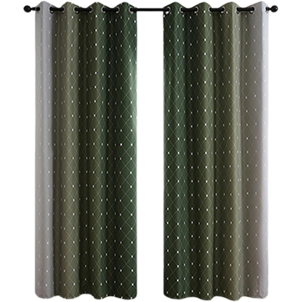 2XBlackout Curtain Gradient Color Curtains for Bedroom Living Room-Green