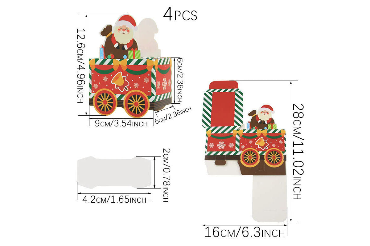 24 Piece Cardstock DIY Christmas Train Advent Calendar Candy Boxes