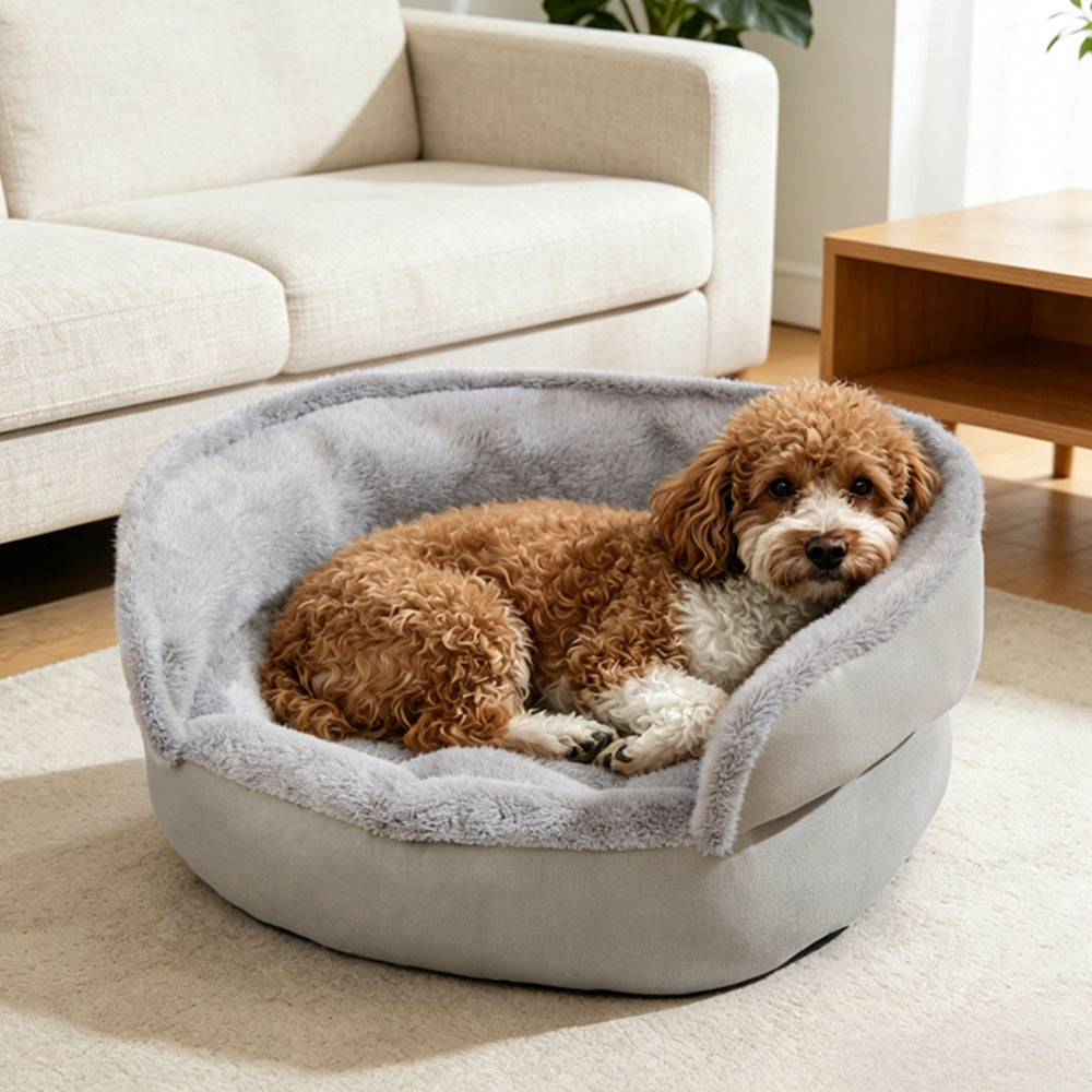 Soft Dog Bed for Indoor Anti Slip Pet Bed for Small Medium Dog Cat-Grey