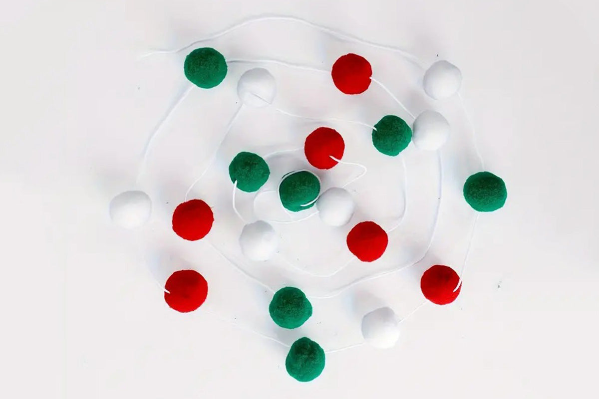 2PCS Christmas Pom Pom Garland Hanging Ball For Christmas Tree Party Decor