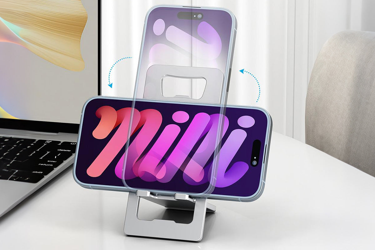 Foldable Aluminum Cell Phone Stand Portable Adjustable Holder for Desk and Travel