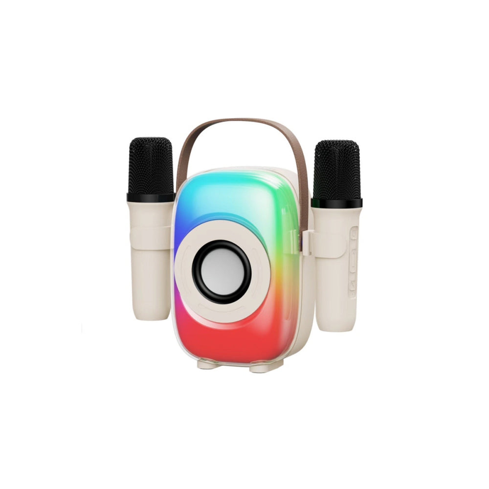 Mini Karaoke Machine Toy Portable Bluetooth Karaoke Speaker with 2 Wireless Microphones