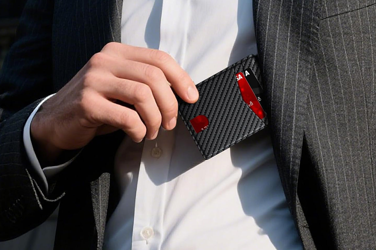 Men Slim RFID Shielding Microfiber Wallet Credit Card Holder Money Clip