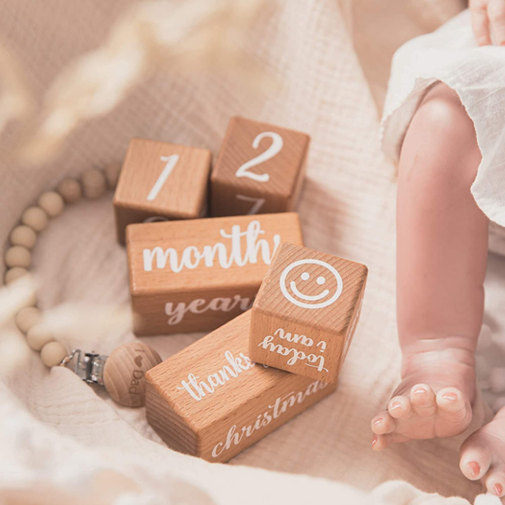 6Pcs Wooden Milestone Block Cute Photography Prop Ornament