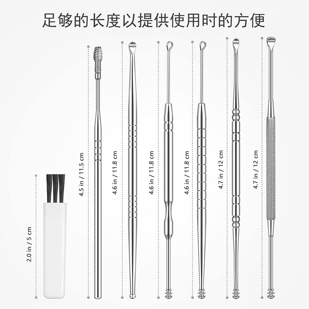 6Pcs Stainless Steel Ear Cleaning Tool Set with Storage Case