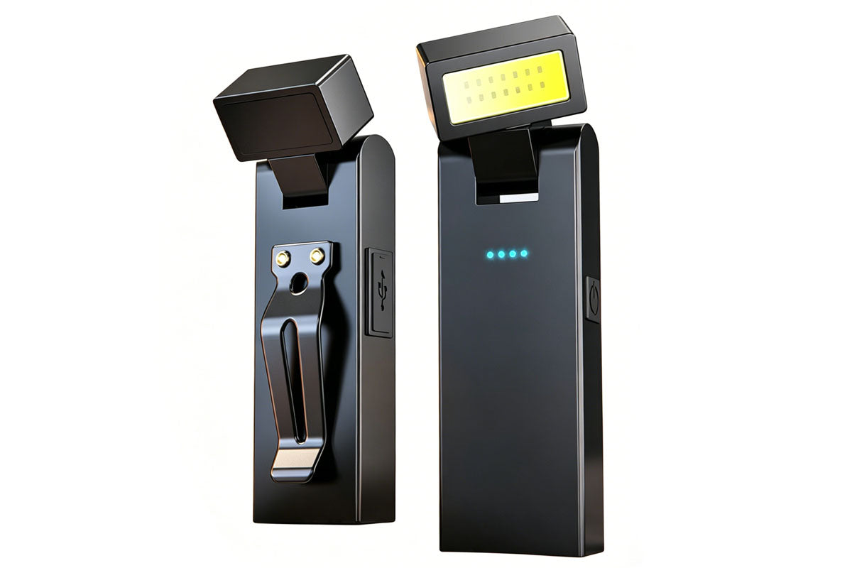 2Pcs Rechargeable COB Work Lights with Magnetic Base Clip Rotatable Flashlight Emergency Lamps