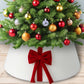Christmas Tree Collar with Bow Holiday Tree Decor for Tree Stand and Wire Cover-White