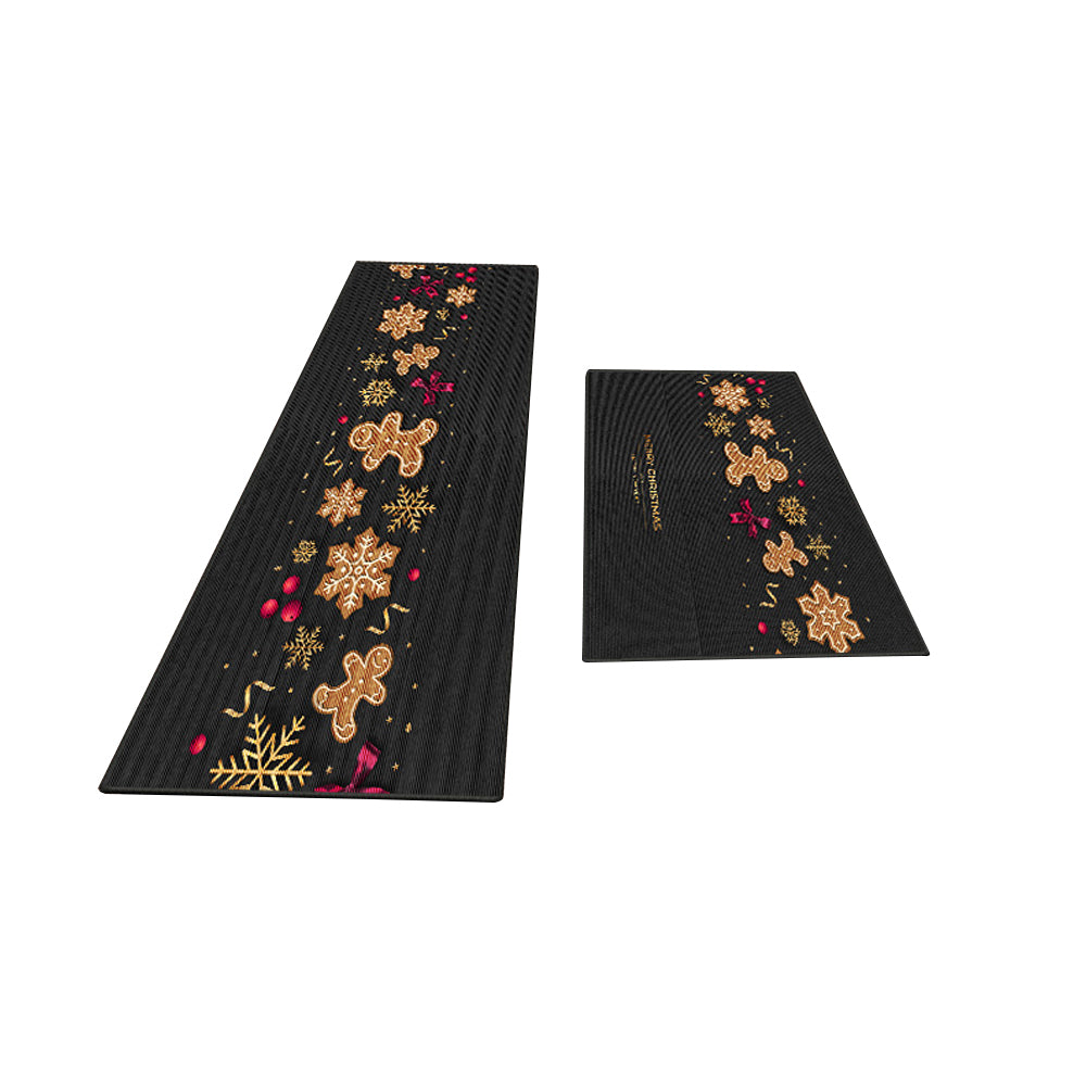 2Pcs Christmas Kitchen Washable Rectangular Floor Mat