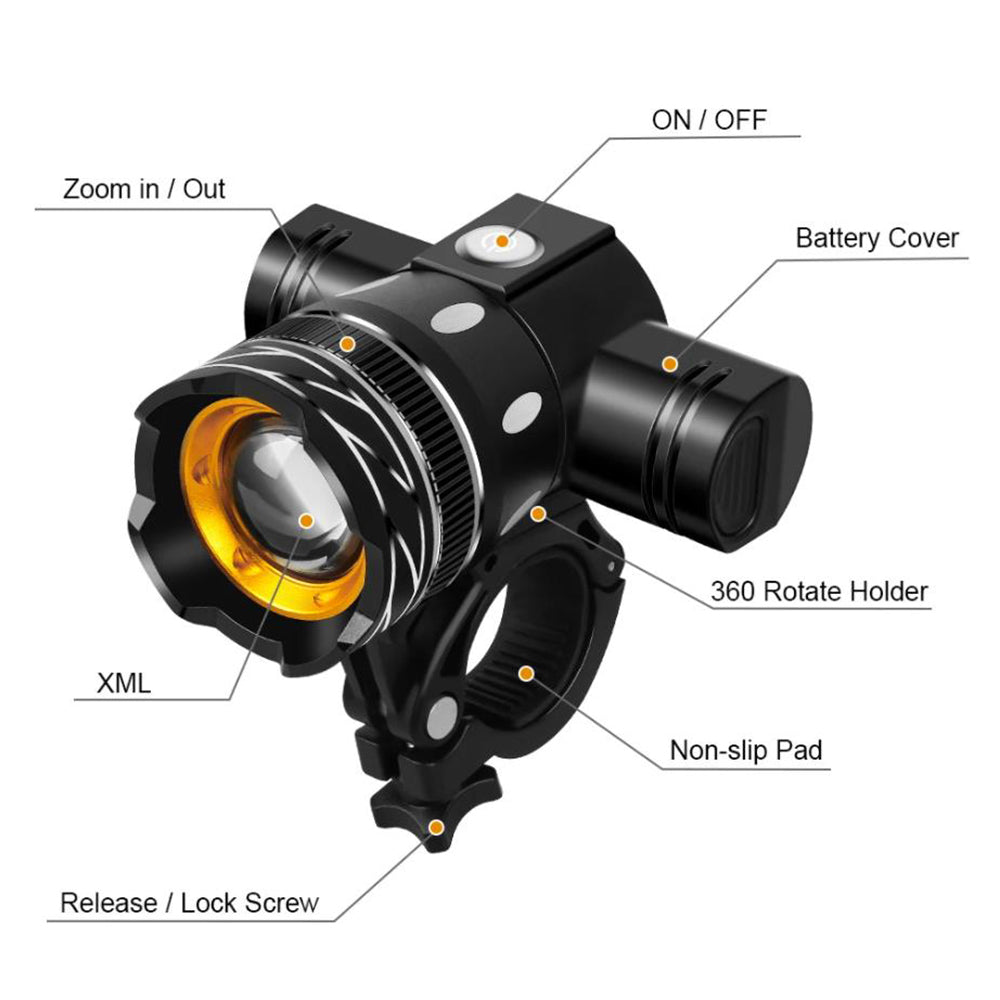 Rechargeable T6 MTB Bicycle LED Front Headlight with USB Cable