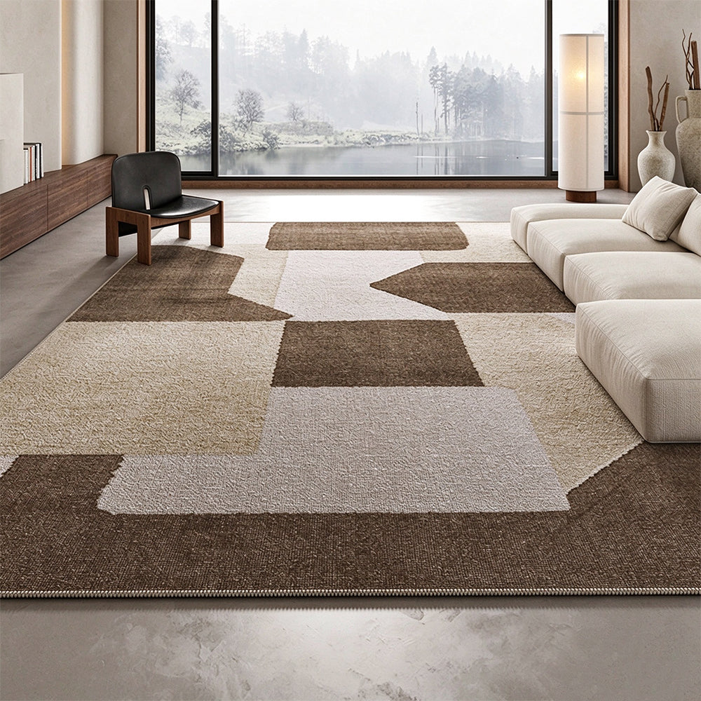 Short Plush Living Room Area Rug with Slip Resistant Dotted Backing-Style 3