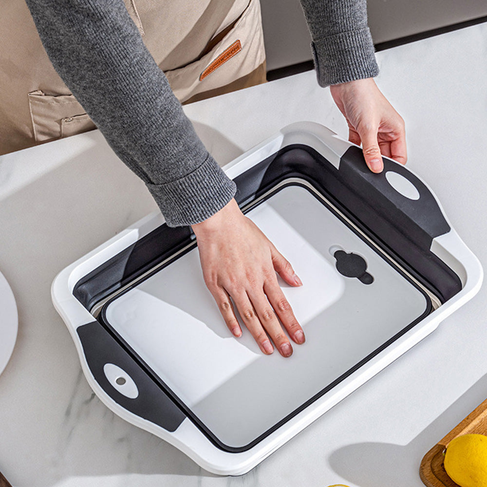 3 in 1 Foldable Cutting Board Colander and Food Prep Container