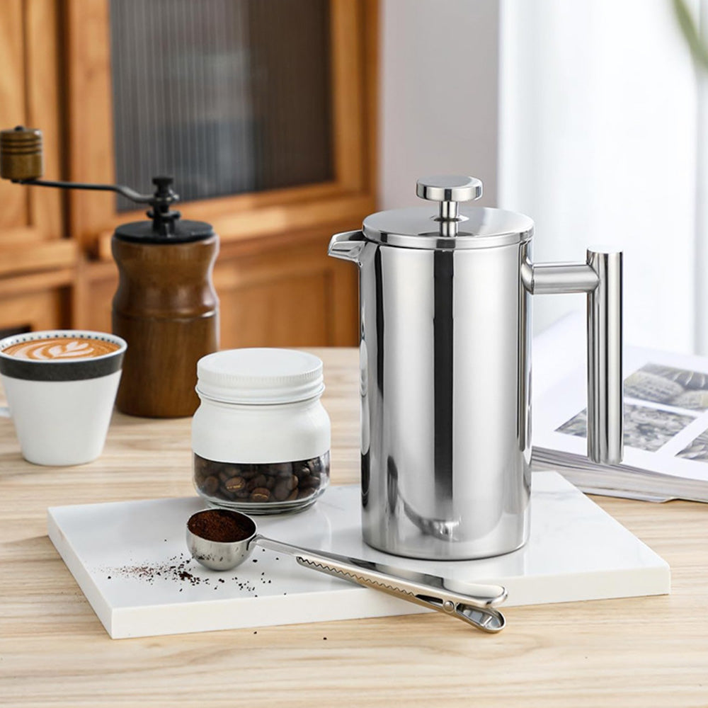 French Press Coffee Maker 304 Stainless Steel Double-Wall Insulated for Camping and Home