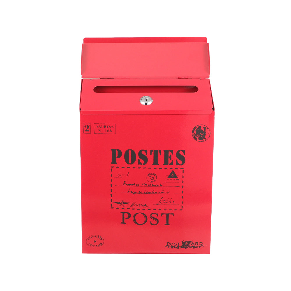 Locking Metal Mailbox Wall Mounted Key Lock Drop Mail Box Pastoral Style