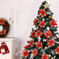 12Pcs Christmas Glitter Poinsettia Artificial Flower with Clip and Stem