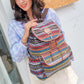 Boho Style Flap Drawstring Backpack