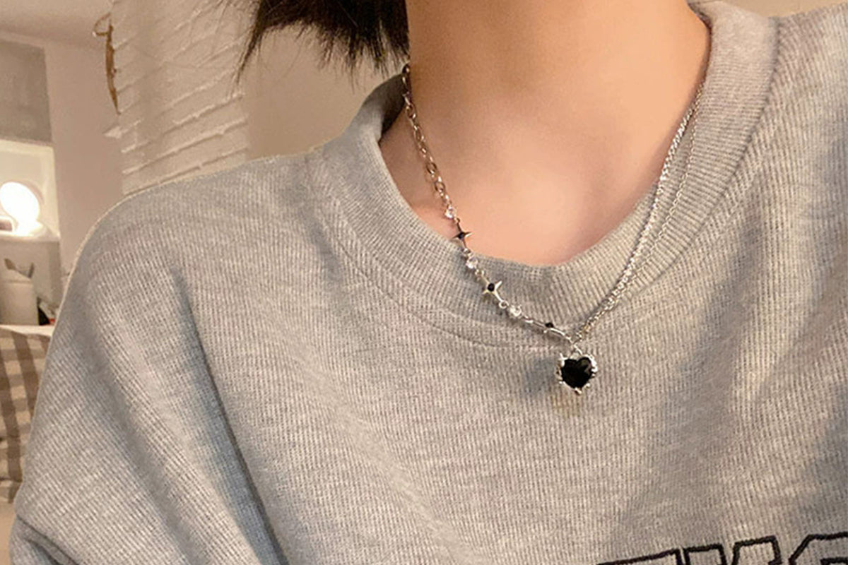 4pcs Women's Pendant Necklace Trendy Hoodie Sweater Chain