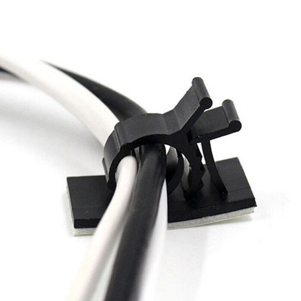 20PCS Adhesive Cord Management Cable Clips Black Wire Holder Organizer Clamp