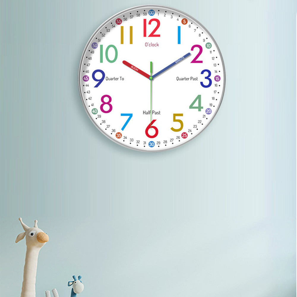 30.5CM Learning Clock for Kids Multicoloured Telling Time Teaching Clock