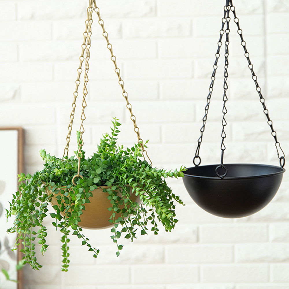Set of 2 Iron Hanging Planter Pots