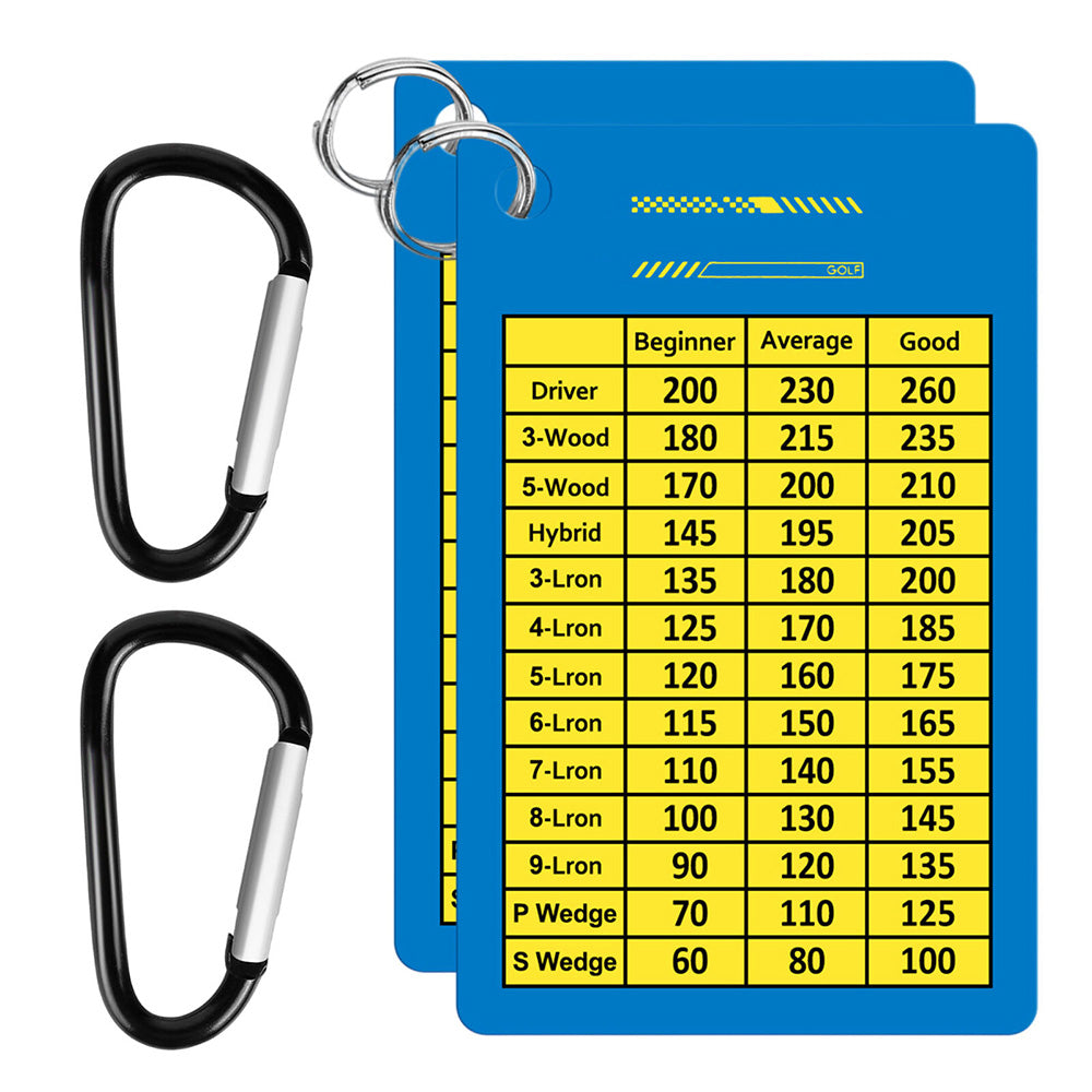 2PCS Golf Club Range Chart Card Golf Club Distance Card Golf Score Cards
