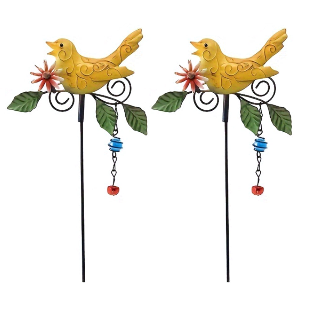 2Pcs Metal Bird Garden Art Stake