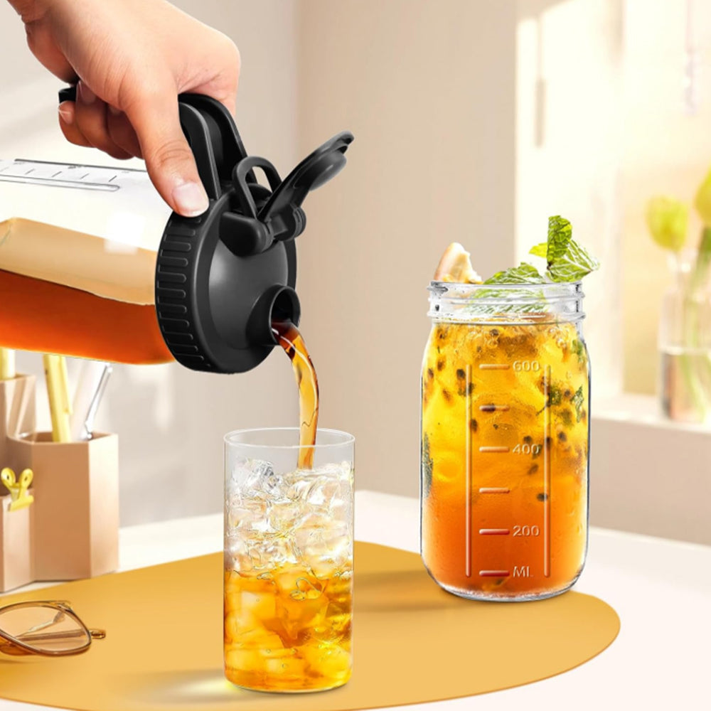 2Pcs 32/64Oz Glass Mason Jar Pitcher with Lid Wide Mouth Cold Brew Coffee Maker Jar