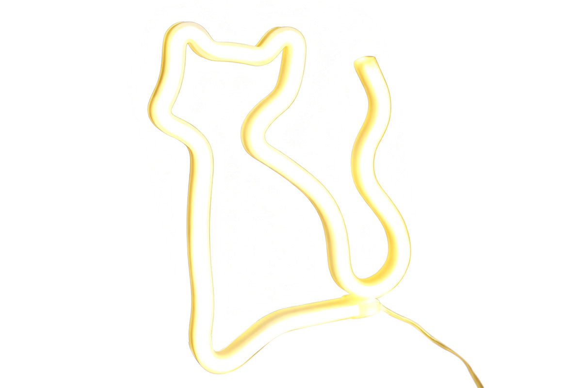 LED Cat Rainbow Neon Sign Lights Bedside Night Light Lamp Bedroom Wall Decoration
