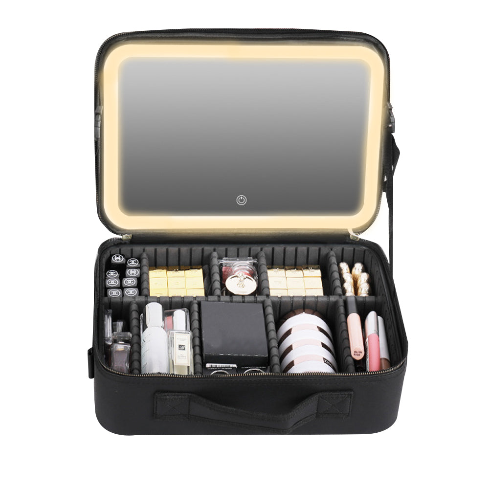 Portable Travel Makeup Case with LED Light and Mirror