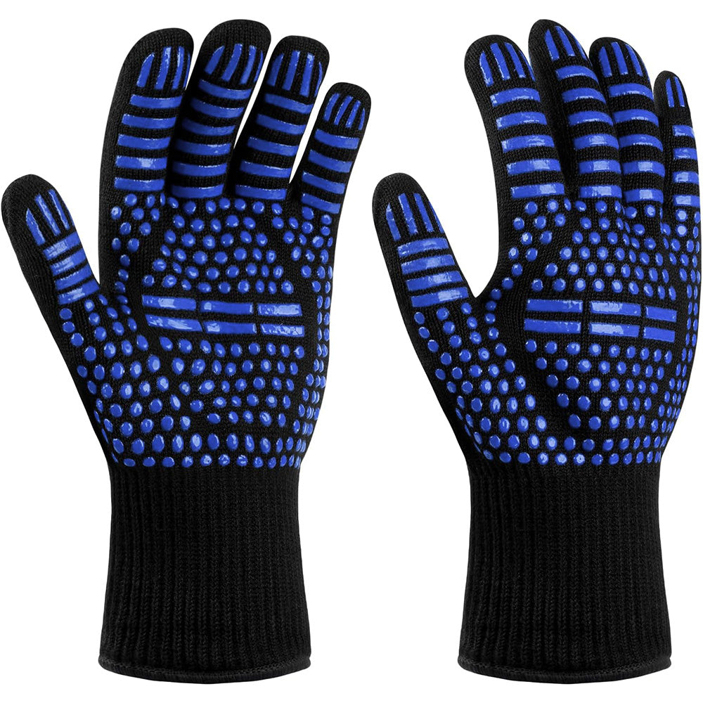 Heat Resistant Oven Gloves Double Sided Silicone Slip Resistant BBQ Gloves