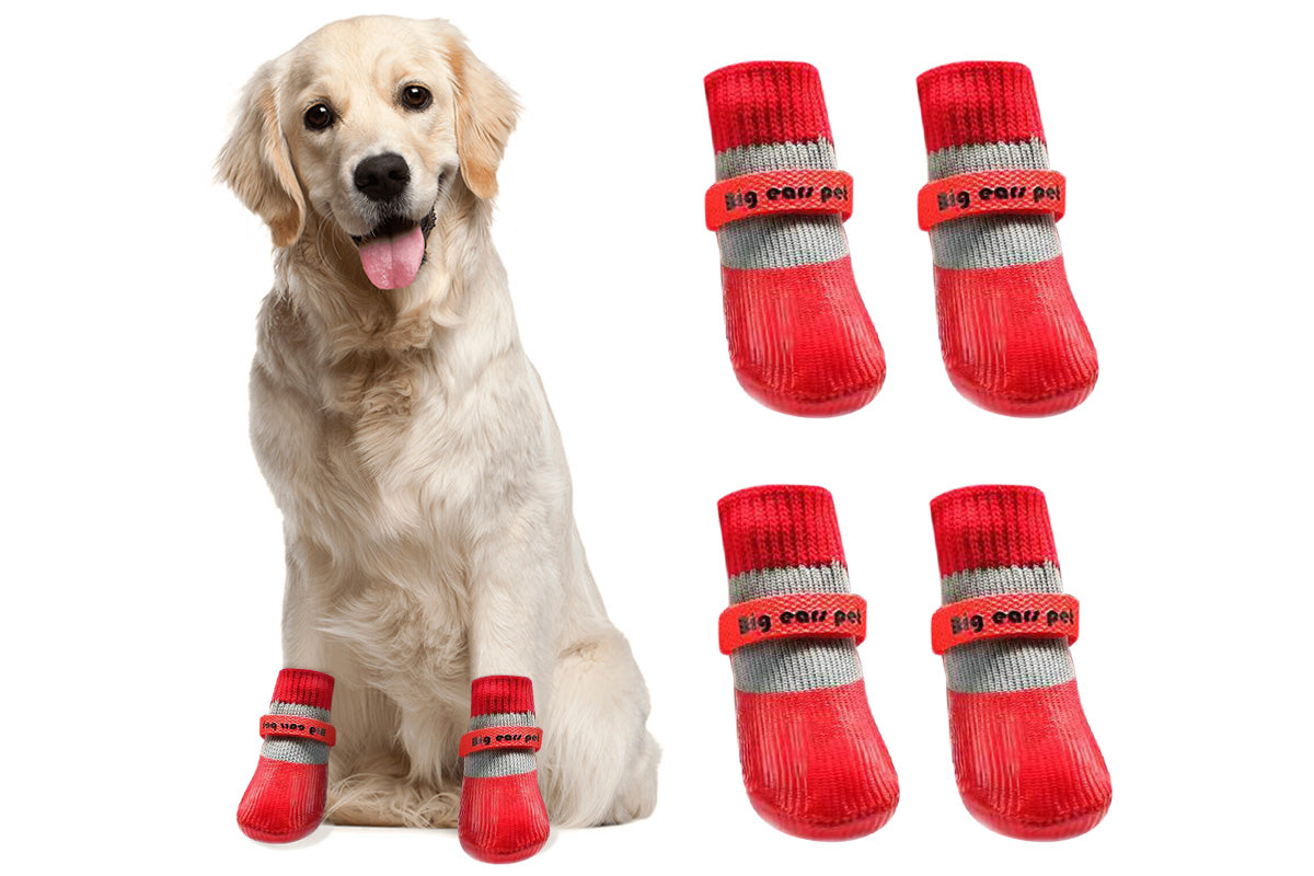 Waterproof Anti Slip Pet Shoes with Rubber Sole for Indoor and Outdoor Use-Red