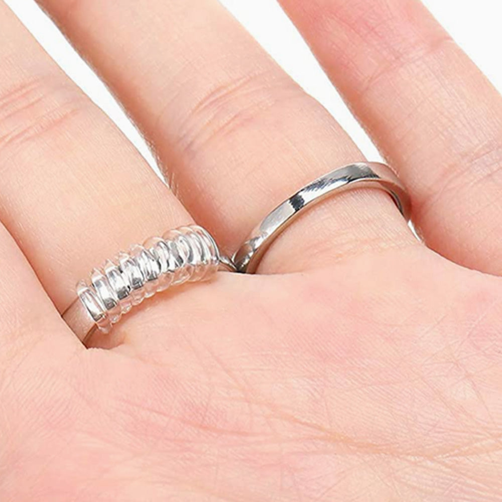 12 Pack Clear Ring Size Adjusters for Loose Rings with 2 Cleaning Cloths for Men Women
