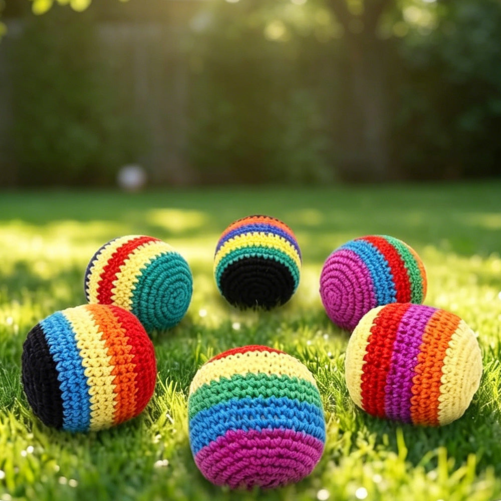 Funny Crochet Footbag Woven Kickball Soft Knitted Kick Balls Juggling Balls for Outdoor Play