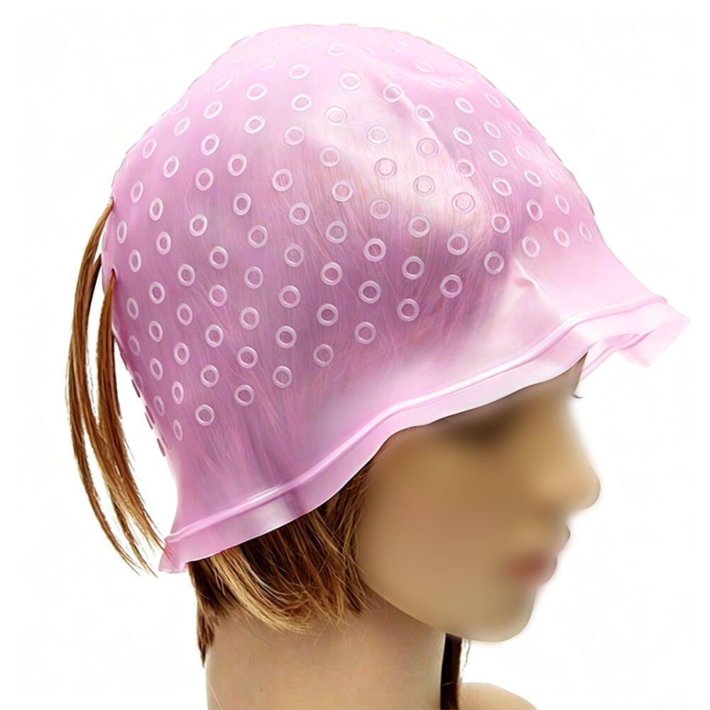 Reusable Silicone Hair Highlighting Cap with Stainless Steel Hook