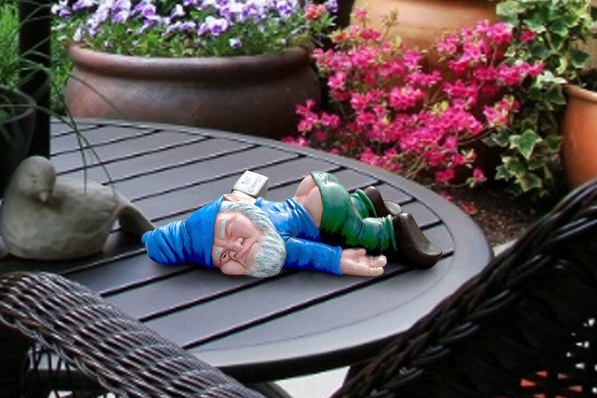 Funny Drunk Garden Gnome Patio Ornament Rude Passed Out Statue for Yard Decor