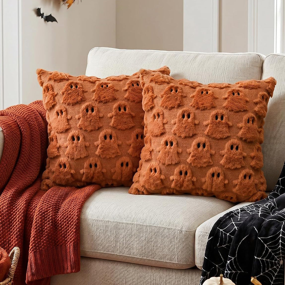 Cute Halloween Ghost Pillow Cover with Zipper for Living Room Bedroom Office