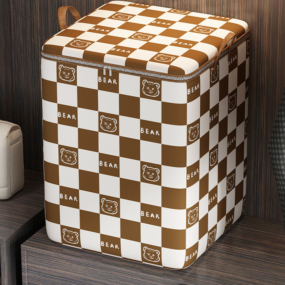 2Pcs Non-Woven Fabric Quilt Storage Bag Toy Storage and Sorting Bag-Orange and Brown Bear