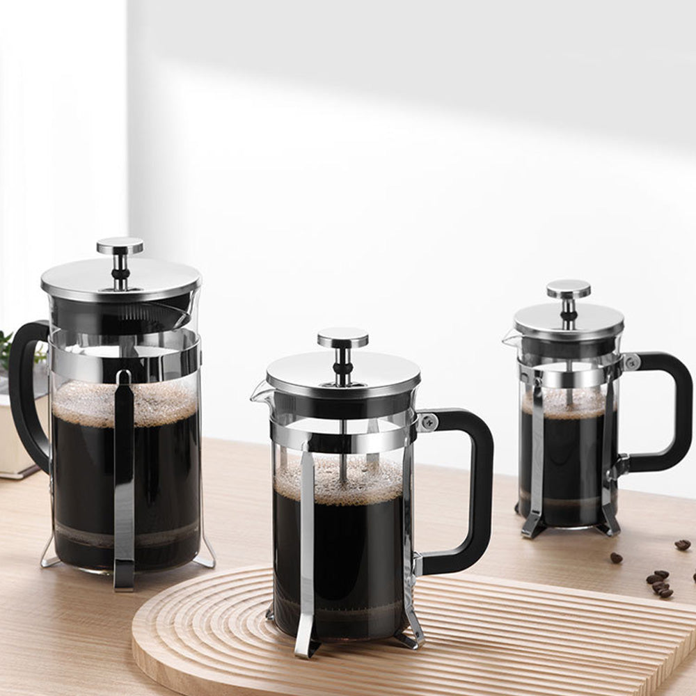French Press Coffee Maker Borosilicate Glass Stainless Steel Brewer Cold Brew Cafetera